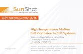High Temperature Molten Salt Corrosion in CSP Systems 5 - CSP_SunShot_Summit.Garcia...CSP Program Summit 2016. energy.gov/sunshot 6 . Accelerated Corrosion Results – Electrochemical