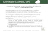 Sustainable Energy Fund (SEF) is a 501(C)3 organization ... · Sustainable Energy Fund (SEF) is currently seeking nominees to its Board of Directors. Nominations will remain open
