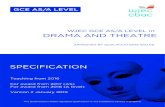 WJEC GCE AS/A LEVEL in DRAMA AND THEATRE€¦ · WJEC GCE AS and A LEVEL in DRAMA and THEATRE For teaching from 2016 For AS award from 2017 For A level award from 2018 This specification
