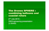 The Drones SPHERE : combining balloons and coaxial rotors · SPHERE drones : RIDEngineering SPHERE drone project started by RIDE in 2004 , drone products unique for : - Power efficient
