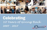 Celebrating - AASuccess · 2020-01-22 · Celebrating 10 Years of Giving Back 2007 - 2017. Scrapbook\爀尨Basic\⤀屲 \爀一漀琀攀猀㨀屲Slides 1-10 show each layout with