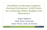 Simplified Landscape Irrigation Demand Estimation: SLIDE ...€¦ · Urban Plant Water Demand ETo link to plant water demand: Plant Factor (PF), not crop coefficient, that adjusts