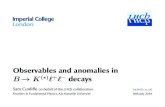 Observables and anomalies in - ffp14.cpt.univ-mrs.frffp14.cpt.univ-mrs.fr/DOCUMENTS/SLIDES/CUNLIFFE_Sam.pdf · Observables, observables, observables Isospin asymmetry of B! K( ) +