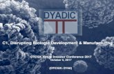 C1, Disrupting Biologic Development & Manufacturing...Data from Transparency Market Research published on Oct 6, 2016 Biopharmaceutical Market Overview - The Opportunity DYADIC INFORMATION