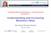 Understanding and Increasing Business Value · Understanding and Increasing Business Value American Cheese Society. July 30, 2016. TODAY’S AGENDA • What really matters in business