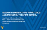 RESEARCH ADMINISTRATORS’ ROUND TABLE · – Visa applicant’s Current CV – Copy of Visa applicant’s passport (ID page only) – Project description and assigned equipment list,