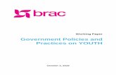 Government Policies and Practices on YOUTH · National Education Policy 2010, National Youth Policy 2017, National Skills Development Policy 2011, Seventh Five Year Plan (2016- 2020),