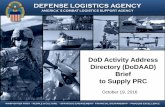 DoD Activity Address Directory (DoDAAD) Brief to Supply PRC · 10/19/2016  · Brief to Supply PRC October 19, 2016. ... • Between mid 2015 through March 31, 2016 we created 3,378