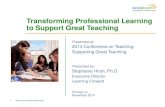 Transforming Professional Learning to Support Great Teaching · Large group, formal, one-size-fits all to build awareness Informal learning to develop, refine, and expand practice
