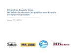 Diversified Royalty Corp. Mr. Mikes Trademark Acquisition ... · Mr. Mikes Trademark Acquisition and Royalty Investor Presentation May 17, 2019. 2 ... Royalty Corp. (“DIV”) or