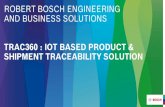 TRAC360 : IOT BASED PRODUCT & SHIPMENT TRACEABILITY … · Azure IoT Hub & Services Trac360 Business Processes on Azure 11 API App •To expose APIs based on the data stored in SQL