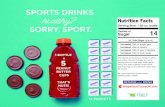 SPORTS DRINKS healthy? · SPORTS DRINKS healthy? SORRY, SPORT. 14 PACKETS Nutrition Facts Serving Size: 1 32-oz. bottle Packets of Sugar 54 Total Sugar (grams) Increased Risk of weight
