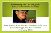 Addressing the Challenges of SNAP in Farmers Marketswafarmersmarkets.org/wp-content/uploads/2015/10/... · 1. Review the Evolution of SNAP in Farmers Markets 2. Determine Barriers
