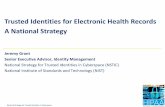 HIPAA 2014 - Trusted Identities for Electronic Health ... · Trusted Identities for Electronic Health Records . A National Strategy . Jeremy Grant . Senior Executive Advisor, Identity