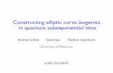 Constructing elliptic curve isogenies in quantum ...amchilds/talks/dagstuhl11.pdfConstructing elliptic curve isogenies in quantum subexponential time Andrew Childs David Jao Vladimir