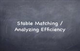 Stable Matching / Analyzing Efﬁciency - UMass Amherstsheldon/teaching/mhc/cs312... · 2014-01-19 · A given problem instance may have several stable matchings Def. College c is