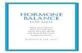 Hormone Balance For MenHORMONE BALANCE FOR MEN What Your Doctor May NotTell YouAbout Prostate Health and Natural Hormone Supplementation BY JOHN R. LEE, M.D. Dr Lee Book Cover:Book