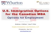 Immigration Options for the Entrepreneur · Permanent Resident Status . Investment (EB-5) Individual investment Requires 10 full time US citizen or permanent resident employees Regional