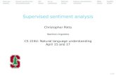 Christopher Potts · 2019-04-16 · Christopher Potts Stanford Linguistics CS 224U: Natural language understanding April 15 and 17 1/57. Overview General practical tips SST sst.py
