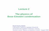 Lecture 2 The physics of Bose Einstein condensation · understand the physics of Bose Einstein condensation for trapped dilute gases, and its properties. Outline 1. De Broglie wavelength