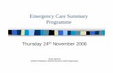 Emergency Care Summary Programme · 2011-10-26 · ECS Factual Data - Accesses The Number of ECS Record on the Store • 4, 423,878 154 GP Practices (commercial system supplier) now