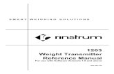 1203 Weight Transmitter Reference Manual - Rinstrum RINSTRUM - 1203 Weight Transmitter Reference Manual
