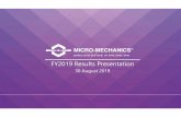 FY2019 Results Presentation - Singapore Exchange...Micro-Mechanics FY2019 Results Presentation 3 •Founded in 1983 in Singapore •Design and manufacture high precision tools and