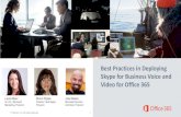 Best Practices in Deploying Video for Office 365 · Best Practices in Deploying Skype for Business Voice and Video for Office 365 Laura Marx Sr. Dir., Microsoft ... •Low user adoption