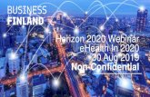 Horizon 2020 Webinar eHealth In 2020 30 Aug 2019 Non ... · Horizon 2020 Webinar eHealth In 2020 30 Aug 2019 Non-Confidential. National Contact Points NCPs 2 Health, demographic change