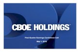 First Quarter Earnings Conference Call May 1, 2012ir.cboe.com/~/media/Files/C/CBOE-IR-V2/presentations/... · 2016-06-20 · First Quarter Earnings Conference Call May 1, 2012 CBOE