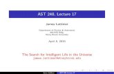 AST 248, Lecture 17 - Stony Brook UniversityI Long-period come from Oort comet cloud, ˘ 1012 comets, 30,000 AU{1 lt. yr. I Most formed within inner solar system, then pushed outwards