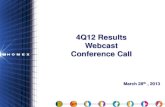 4Q12 Results Webcast Conference Call - Homex4Q12 Results Webcast Conference Call March 28th, 2013 . Disclaimer Desarrolladora Homex, S.A.B de C.V. (“Homex”) corporate presentations