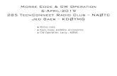 Morse Code & CW Operation 6-April-2019 285 …...Morse Code & CW Operation 6-April-2019 285 TechConnect Radio Club – NAØTC Jed Baer – KDØYMG Morse code Keys, bugs, paddles, accessories