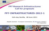 Presentation: call FP7-INFRASTRUCTURES-2010-1 · Innovation Union dimension in WP 2012 WP2012 designed to support the “Innovation Union” and “A Digital Agenda for Europe”