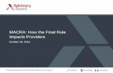 MACRA: How the Final Rule Impacts Providers · MACRA: How the Final Rule Impacts Providers October 28, 2016 ... •Proposed rule issued April 27, 2016; final rule issued October 14,
