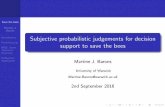 Subjective probabilistic judgements for decision support to save … · 2016-09-29 · Subjective probabilistic judgements for decision support to save the bees Martine J. Barons