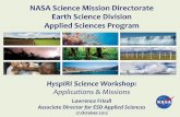 NASA$Science$Mission$Directorate$ Earth$Science$Division$ … › downloads › 2012_Workshop › day... · 2012-10-24 · Applications and Science Applications community has had