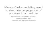 Monte-Carlo modeling used to simulate propagation of ...misclab.umeoce.maine.edu/OceanOpticsClass2017/wp... · Exercise 1: Random Number Generator •Generate 10 000 random numbers