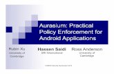 Aurasium: Practical Policy Enforcement for Android ......Introduction to Android Security Features Process Isolation Linux user/group permission App requests permission to OS functionalities