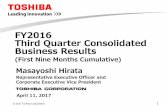 FY2016 Third Quarter Consolidated Business ResultsFY2016 Third Quarter Consolidated Business Results FY2016/1-3Q Operating Income (Loss) -576.3 Non-Operating Income (Loss) -20.7 Income