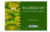 The Virginia Public Procurement Act › wp-content › uploads › pdf › 14VaPublicProcure… · The Virginia Public Procurement Act ... Emergency and Sole-Source Contracts ...