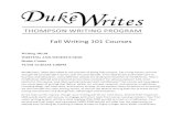Fall Writing 101 Courses › sites › twp.duke.edu › files › site... · Fall Writing 101 Courses Writing 101.01 WRITING AND MINDFULNESS Denise Comer ... pilgrimage literature,