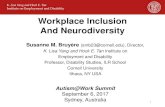 Workplace Inclusion And Neurodiversity - Autism CRC · full inclusion of people with disabilities in employment and civil society ... • We’re here to “seize the moment” for