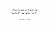 Anonymous Routing (With Emphasis on Tor)erman/CS577/AnonymousRouting.pdf · “introduction points” –Know hidden service’s public key (ID) but not its IP (location) •Using