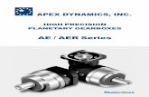 HIGH PRECISION PLANETARY GEARBOXES - Endo · APEX Apex Dynamics, Inc. is the world’s most productive manufacturer of servomotor drive planetary gearboxes for precision automation