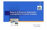 Reserve & Resource Statements – a perspective of a junior ...igi.ie › assets › files › Natural Resourced Reporting... · Many of the junior company’s on AIM do not either
