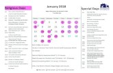 Religious Days January 2018 Special Days...January 2018 Special Days New moon First quarter Full moon Last quarter Religious Days Monday Tuesday Wednesday Thursday Friday Saturday
