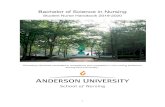 Bachelor of Science in Nursing - Anderson University · Bachelor of Science in Nursing Student Nurse Handbook 2019-2020 ... Code for Nurses 16 Social Media Policy 17 Chemically Impaired