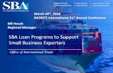 SBA Loan Programs to Support Small Business Exporters · SBA’s Office of International Trade 1 International Trade Finance Loans for U.S. small business exporters and interagency