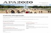 APA 2020 Call for Proposals - irp-cdn.multiscreensite.com · Call for Proposals APA is currently seeking proposals for APA 2020 sessions, CE workshops, and more. ... • The proposal